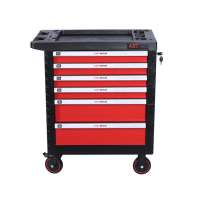 Motor vehicle repair workshop and household 6 red drawers tool trolley with plastic table