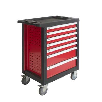 27" professional steel tool trolley with paper roller and pegboard