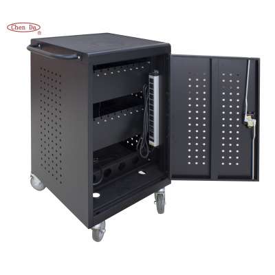 hot sale cheap metal 32 bay laptop/tablet storage charging cart with wheels