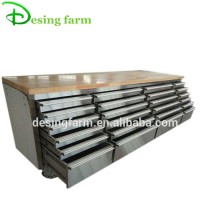 economic rolling stainless tool cabinet workbench with wooden desktop